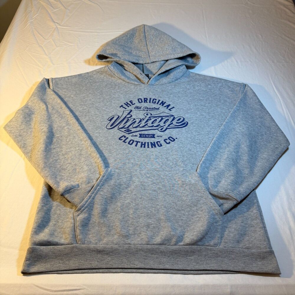 Shein Size M Original Vintage Graphic Hoodie Men Gray Polyester Cozy Pullover